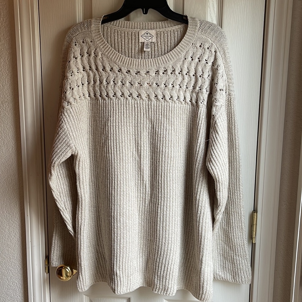 NWT ST JOHNS BAY CREAM/GOLD ROUND NECK SWEATER SZ 1X - Picture 3 of 10